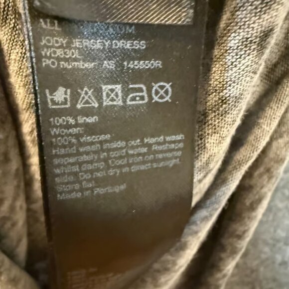 All Saints Dress Womens XS Gray Short Sleeve Jody Jersey Dress Linen Ruffle Hem - Picture 2 of 5